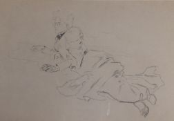 ARTHUR RACKHAM (1867-1939) - STUDIOUS DEMEANOUR - PENCIL ON PAPER SKETCH DRAWING