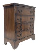 GEORGE III REVIVAL WALNUT VENEERED FOLDING BACHELOR CHEST OF DRAWERS