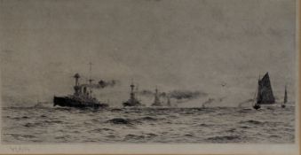 WILLIAM LIONEL WYLLIE (1851-1931) - SIGNED ETCHING ON PAPER PAINTING