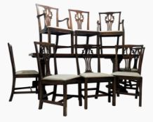 18TH CENTURY STYLE SOLID OAK REFECTORY TABLE WITH EIGHT CHAIRS