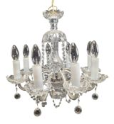 CONTEMPORARY BOHEMAIN-STYLE EIGHT-ARM CUT GLASS CHANDELIER