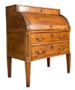 FRENCH LOUIS XVI 19TH CENTURY FRUITWOOD PROVINVIAL ROLL TOP WRITING BUREAU