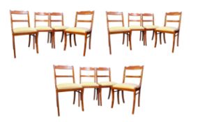 A SET OF 12 REGENCY REVIVAL MAHOGANY BAR BACK DINING CHAIRS