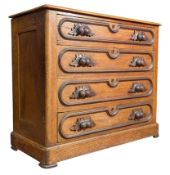 AMERICAN 19TH CENTURY OAK WOOD CHEST OF DRAWERS