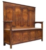 LATE 19TH CENTURY OAK WOOD ECCLESIASTIC CHURCH BENCH HALL SETTLE
