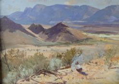 RUBERY BENNETT (1893-1987) - THE MACDONNELL RANGES, AUSTRALIA - 20TH CENTURY OIL ON BOARD