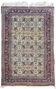 20TH CENTURY IRAN ISFAHAN NAIN PART SILK HANDMADE CARPET RUG