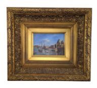 18TH CENTURY MANNER OIL ON BOARD PAINTING OF GRAND CANAL, VENICE
