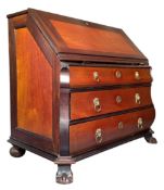 19TH CENTURY CONTINENTAL MAHOGANY BOMBE FRONT BUREAU CHEST