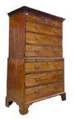 GEORGE III 19TH CENTURY MAHOGANY TALLBOY CHEST ON CHEST OF DRAWERS