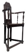 VICTORIAN 19TH CENTURY CARVED MAHOGANY TURNER'S CHAIR
