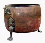 19TH CENTURY COPPER & BRASS COAL SCUTTLE PLANTER