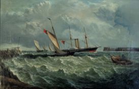 G. WILSON (BRITISH) - 19TH CENTURY OIL ON CANVAS MARITIME PAINTING