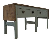 VICTORIAN PAINTED PINE WOOD SCULLERY KITCHEN TABLE