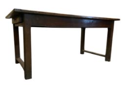 18TH CENTURY GEORGE III OAK TWO DRAWER REFECTORY DINING TABLE