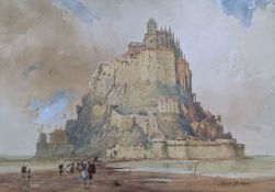 PIERRE LE BOEUFF (FL. 1899-1920) - MONT SAINT MICHEL - WATERCOLOUR PAINTING