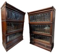 PAIR OF EARLY 20TH CENTURY THREE-TIER STACKING BOOKCASE CABINETS