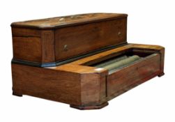 19TH CENTURY ROSEWOOD, MARQUETRY INLAID INTERCHANGEABLE 4-CYLINDER MUSIC BOX