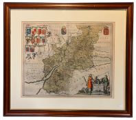JOAN BLAEU - 17TH CENTURY MAP OF GLOUCESTERSHIRE CIRCA 1650S