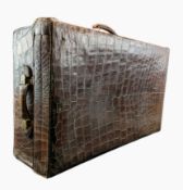 EARLY 20TH CENTURY CROCODILE SKIN LEATHER SUITCASE