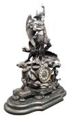 ST. MICHAEL SLAYING THE DRAGON - FRENCH 19TH CENTURY 8-DAY MOVEMENT MANTEL CLOCK