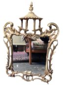 CHINESE INFLUENCE 19TH CENTURY GILTWOOD PIERCED WALL MIRROR