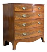 GEORGE III 19TH CENTURY FLAME MAHOGANY BOW FRONT CHEST OF DRAWERS