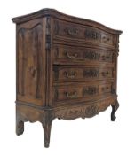FRENCH EARLY 20TH CENTURY WALNUT CHEST OF DRAWERS COMMODE