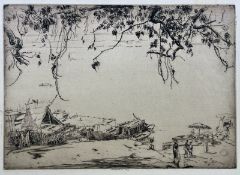 ERNEST STEPHEN LUMSDEN - PIPAL TREE IN THE GANGES - C. 1912 ETCHING