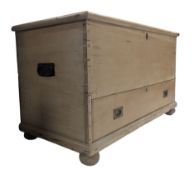 LARGE 19TH CENTURY PINE WOOD MULE CHEST COFFER