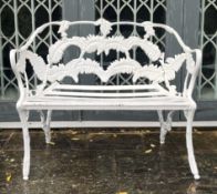 COALBROOKDALE STYLE WHITE PAINTED ALUMINIUM FERN TWO SEATER GARDEN BENCH