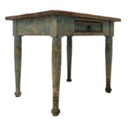 VICTORIAN 19TH CENTURY PINE WOOD PAINTED KITCHEN TABLE