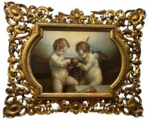 AFTER ANTONIO DA CORREGGIO - CUPID SHARPENING HIS ARROWS (DANAE) - WATERCOLOUR ON PAPER
