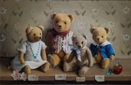 DEBORAH JONES (1921-2012) - TEDDY BEARS - 1987 OIL ON CANVAS PAINTING