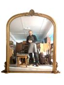 LARGE FRENCH LOUIS XVI STYLE 19TH CENTURY GILTWOOD OVERMANTEL MIRROR