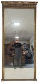 FRENCH LOUIS XVIII STYLE 19TH CENTURY TRUMEAU GILTWOOD & GESSO OVERMANTEL MIRROR