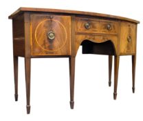 GEORGE III 19TH CENTURY MAHOGANY INLAID BOW FRONT SIDEBOARD