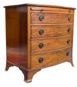 19TH CENTURY GEORGE III MAHOGANY INLAID BOW FRONT CHEST OF DRAWERS