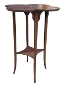 EDWARDIAN EARLY 20TH CENTURY MAHOGANY & INLAID CLOVER SIDE OCCASIONAL TABLE