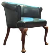 GENTLEMANS CLUB LEATHER UPHOLSTERED & MAHOGANY TUB ARMCHAIR