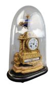 BRACHER & SYDENHAM OF READING - 19TH CENTURY 8-DAY MANTEL CLOCK IN GLASS DOME