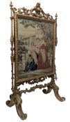 LATE 19TH CENTURY GILTWOOD TAPESTRY FIRE SCREEN PANEL