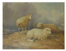 THOMAS SIDNEY COOPER RA (1803-1902) - 19TH CENTURY WATERCOLOUR PAINTING OF SHEEP