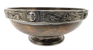20TH CENTURY IRISH HALLMARKED CELTIC ORNAMENT SILVER FOOTED BOWL