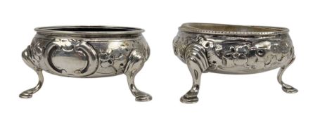 PAIR OF GEORGE III C.1810 HALLMARKED SILVER SALT CELLARS