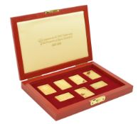 CASED SET OF SEVEN ELIZABETH II SILVER JULIBEE GILT HALLMARKED SILVER STAMPS