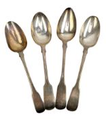 THREE GEORGE III HALLMARKED SILVER SERVING SPOONS