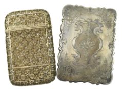 19TH CENTURY VICTORIAN HALLMARKED SILVER CARD CASE & SILVER CARD CASE