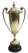 GEORGE V HALLMARKED SILVER TROPHY ON A WOODEN PLINTH