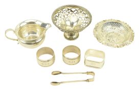 COLLECTION OF HALLMARKED SILVER PIECES & VICTORIAN BON BON DISH